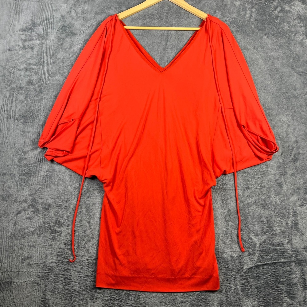 Nicole Miller Mini Dress Women 4 Orange Dolman Sleeve Modern Minimalist Festival